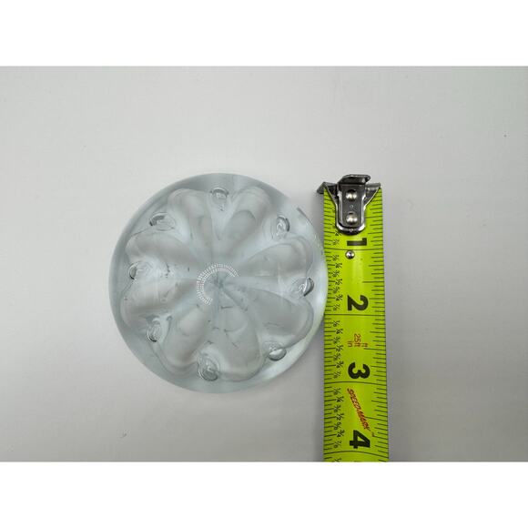 Vintage Clear Glass Paperweight Floral Design – Bubble Art Decoration 3” - Picture 4 of 4